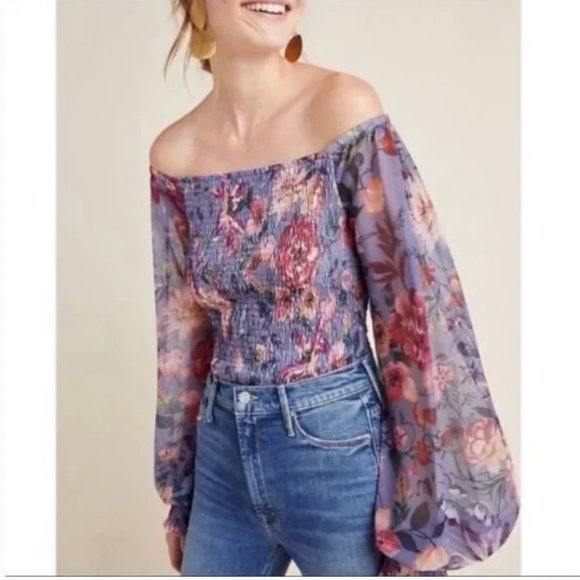 Anthropologie Rouen Smocked Top - Small - Picture 1 of 5